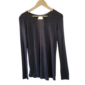 T ALEXANDER WANG Gray Long Sleeve Back Keyhole Wool Blend T-Shirt XS Minimalist